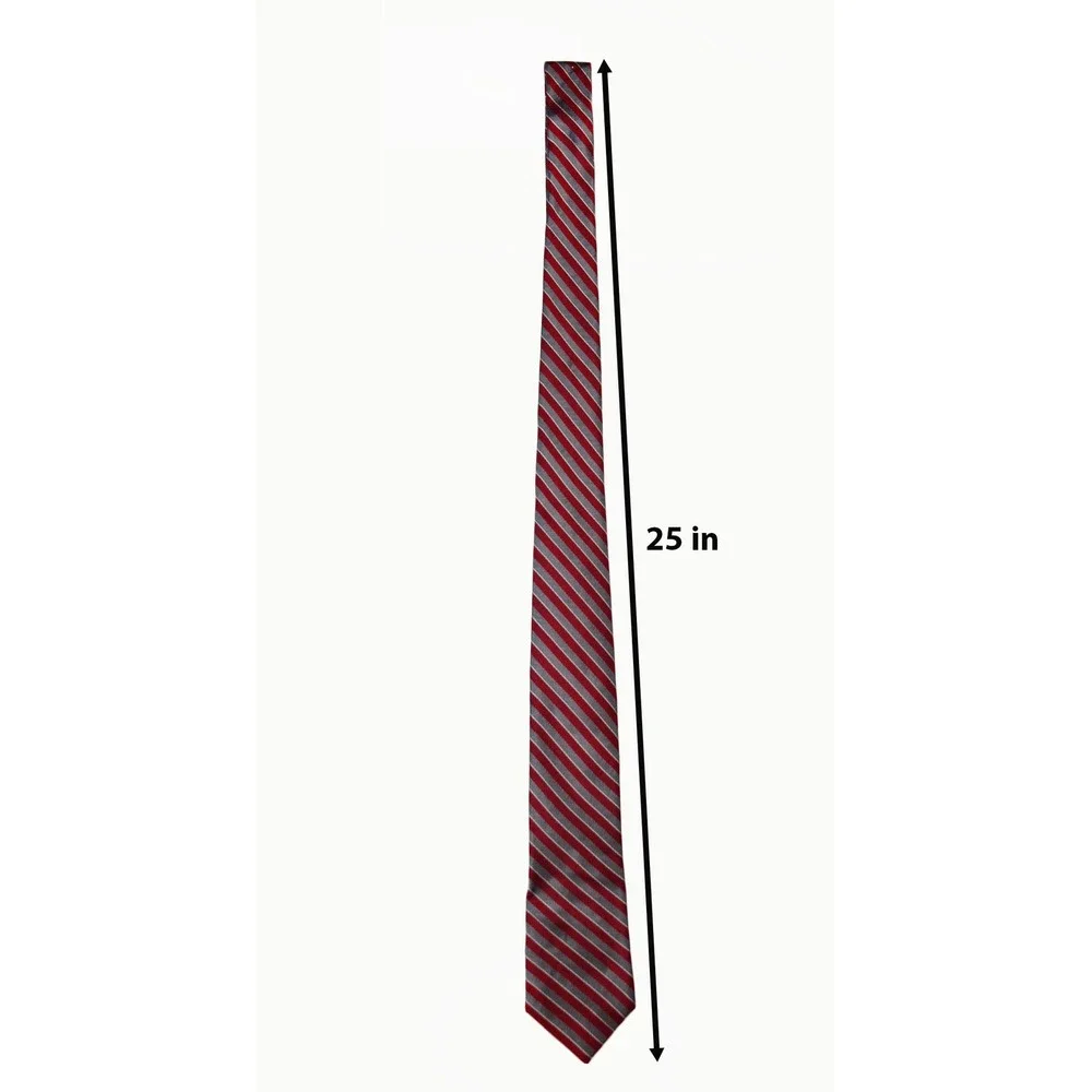 Lord & Taylor Boys Red Grey Diagonal Striped Necktie Formal Dress Tie 25 Inch